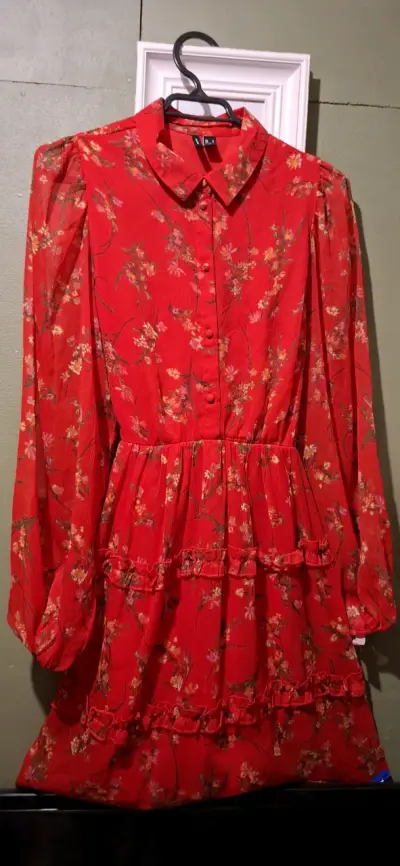 Vestido rojo floral Vero Moda talla S - miniatura 5