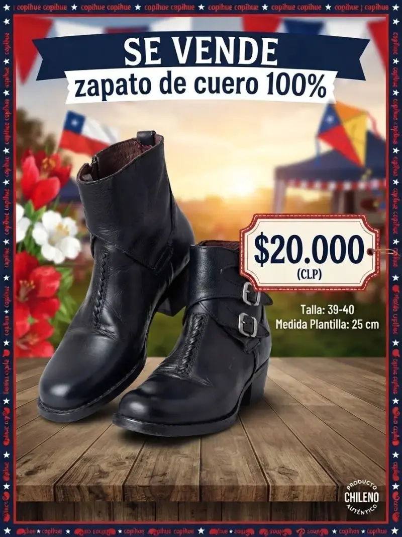 Botines de cuero negro talla 39-40
