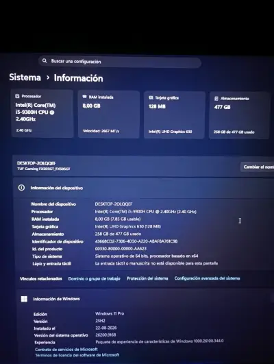 Laptop ASUS TUF Gaming FX505GT - miniatura 6