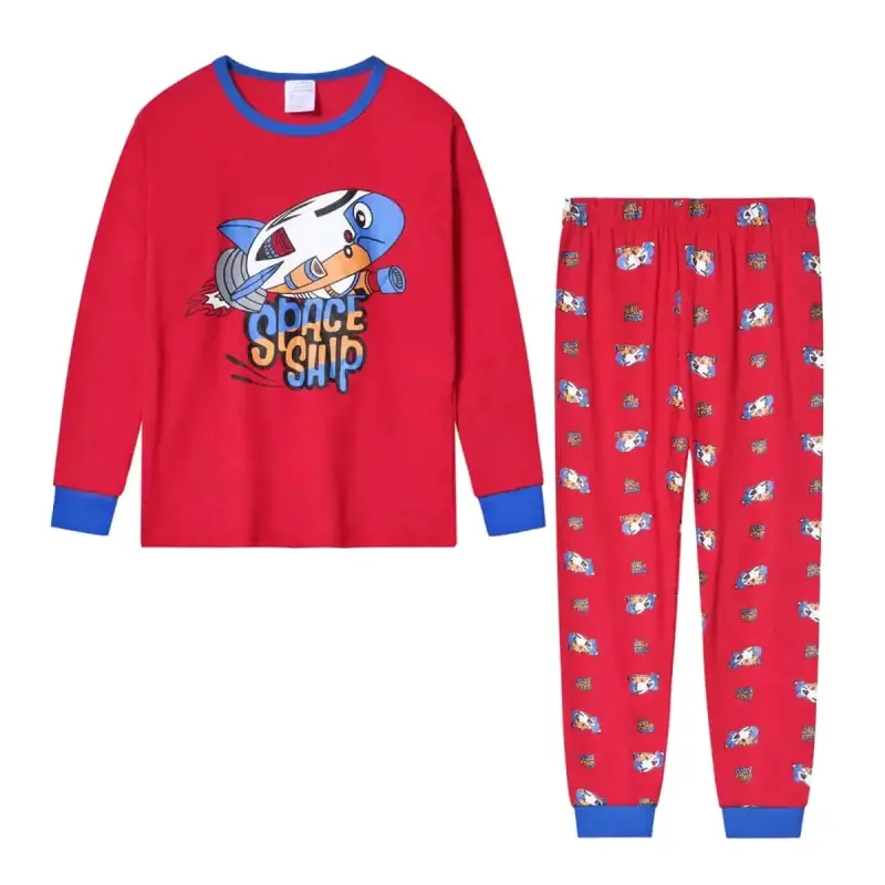 Pijama Niño rojo con diseño de nave espacial - 1