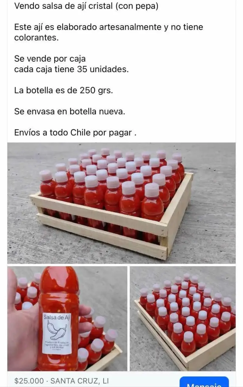 Salsa de Ají Cristal Artesanal 250g