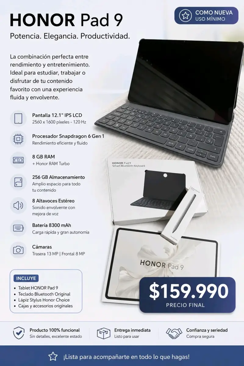 Tablet HONOR Pad 9 con teclado y lápiz stylus - 1