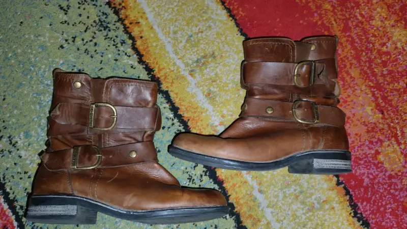 Botines de cuero con plataforma y tacón - 5