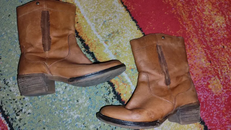 Botines de cuero con plataforma y tacón - 6