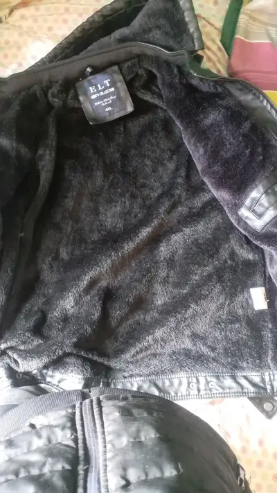 Chaqueta de cuero negra para hombre ELT - miniatura 3