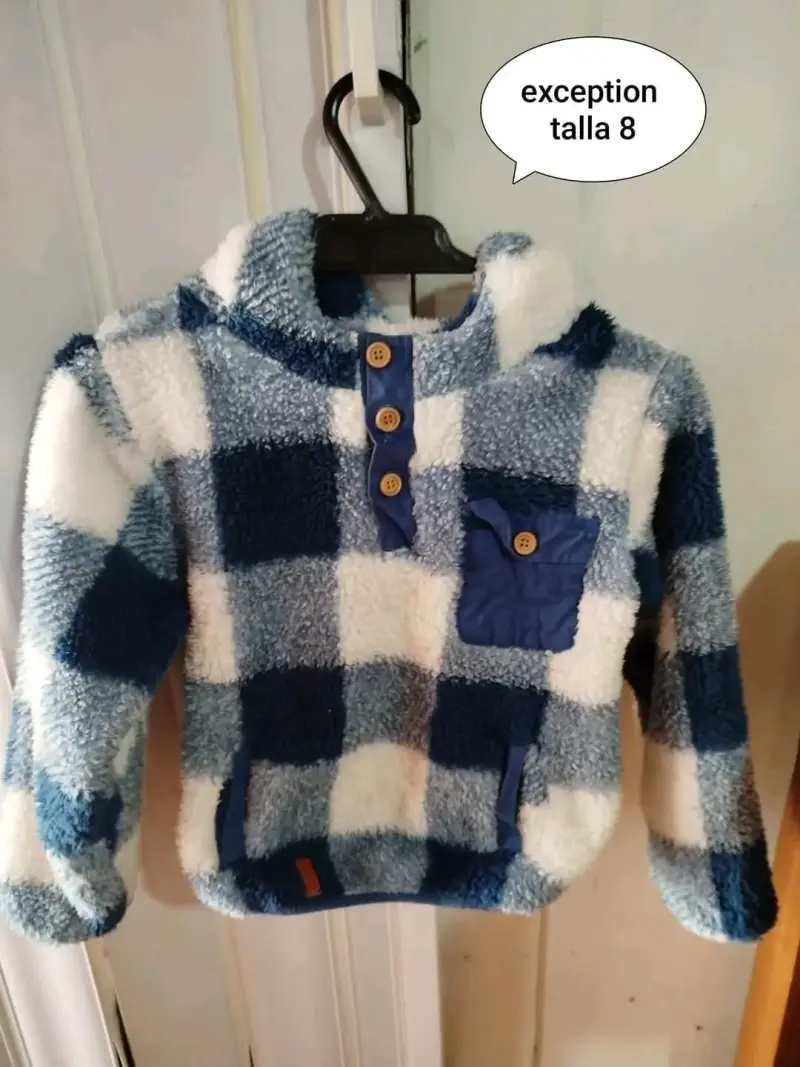 Polerón de lana a cuadros para niño talla 8