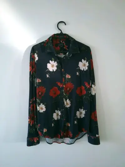 Camisa floral hombre Zara Man slim fit - miniatura 1