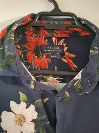 Camisa floral hombre Zara Man slim fit - miniatura 2