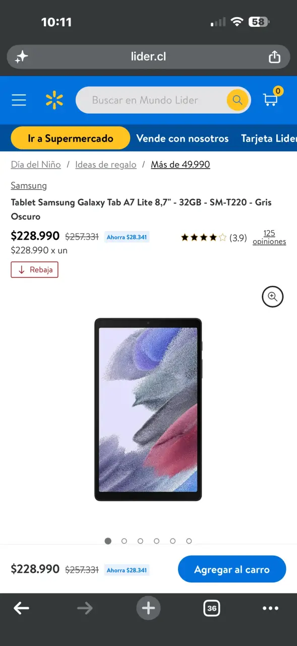 Tablet Samsung Galaxy Tab A7 Lite con funda protectora - 6
