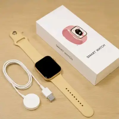 Smartwatch con pantalla táctil y correa beige - miniatura 4