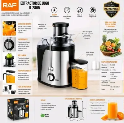 Extractor de jugo RAF R.2805 acero inoxidable - miniatura 3