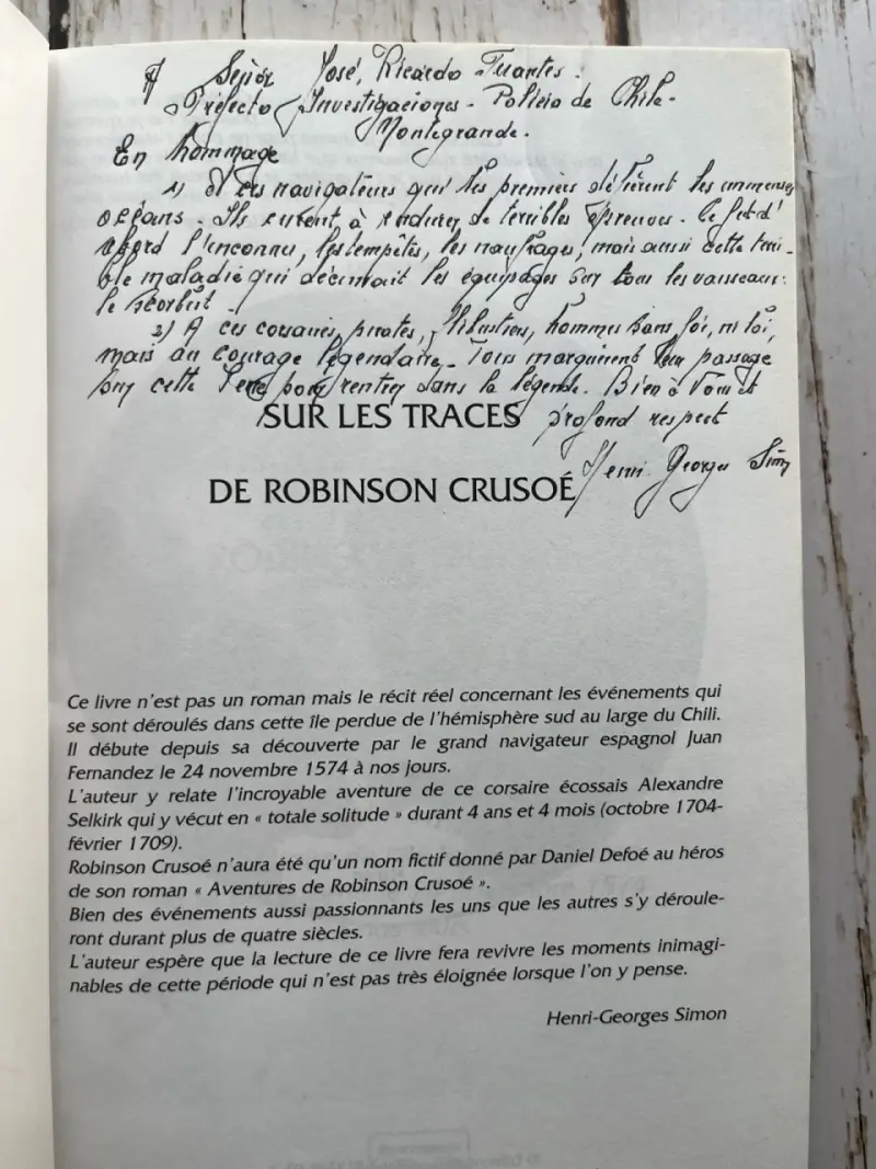 'Sur Les Traces De Robinson Crusoé' firma de auto - 3