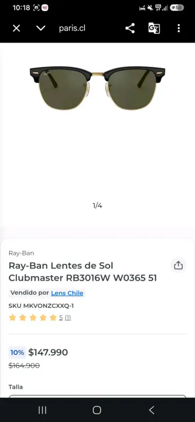 Gafas de Sol Ray-Ban RB4347 Negras Unisex - miniatura 4