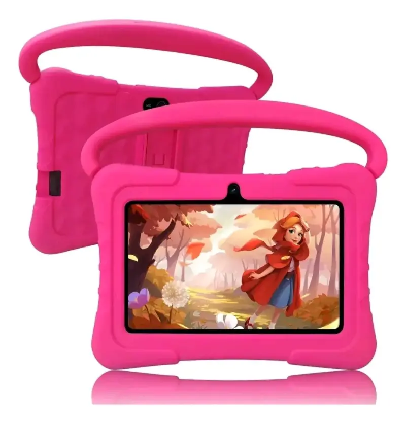 Tablet para niños con funda protectora rosa