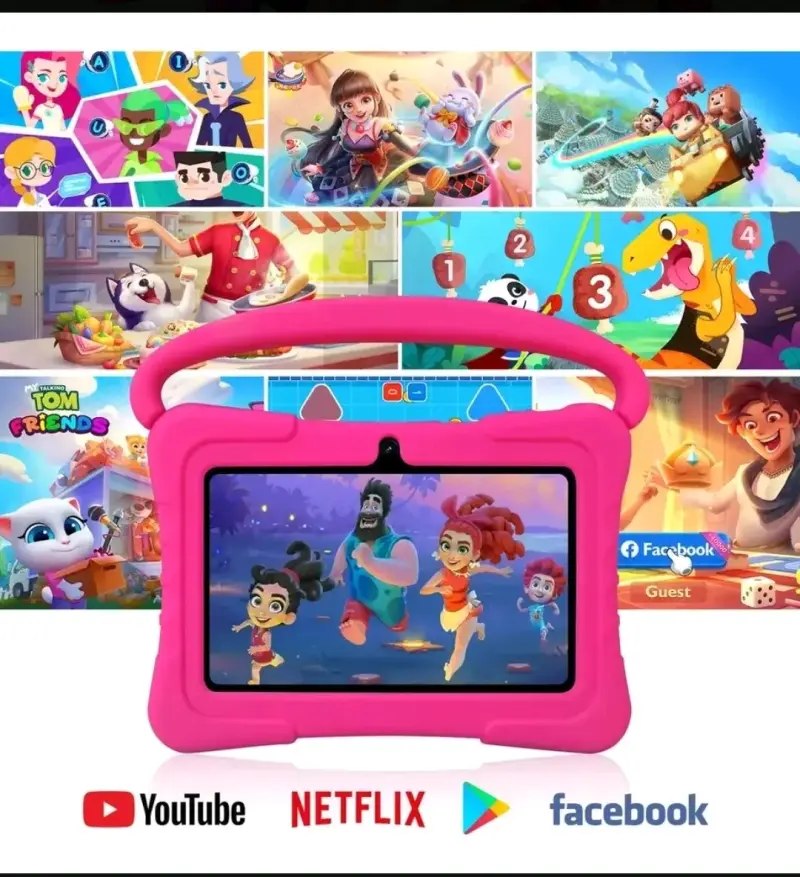 Tablet para niños con funda protectora rosa - 2