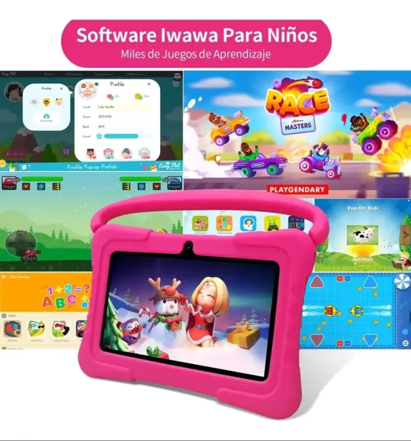 Tablet para niños con funda protectora rosa - 4