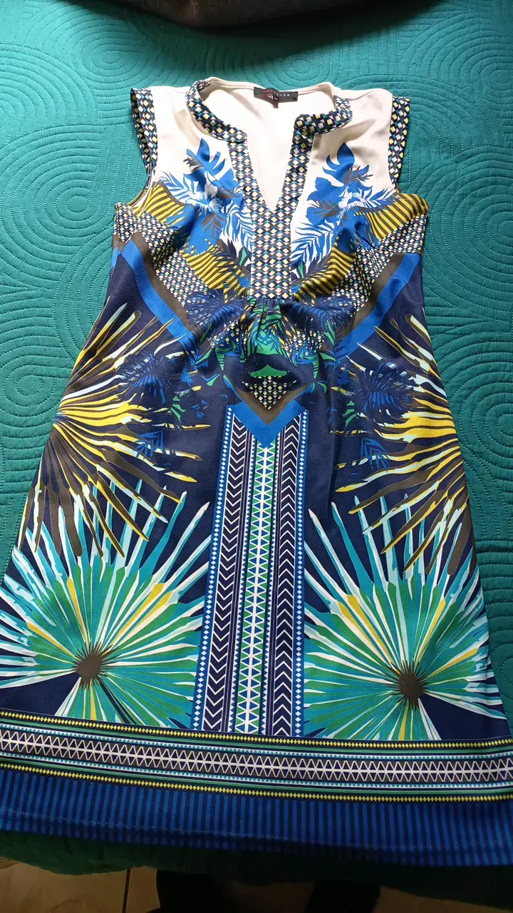 Vestido estampado floral multicolor talla M - 1