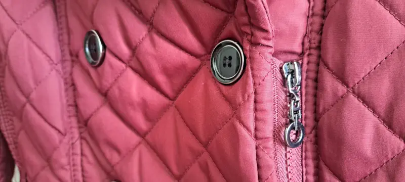 Parka acolchada burdeo con detalles de leopardo W - 5
