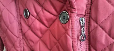 Parka acolchada burdeo con detalles de leopardo W - miniatura 5