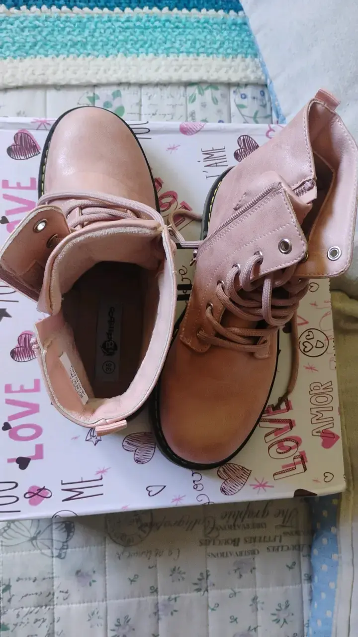 Botas rosadas de cuero sintético para mujer - 2