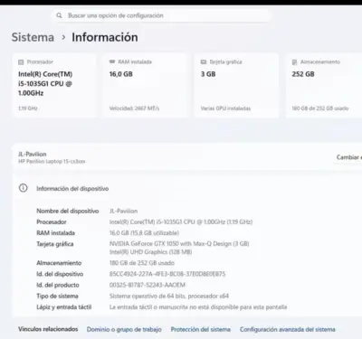 HP Pavilion 15 i5 10ma gen 16 GB RAM - miniatura 5