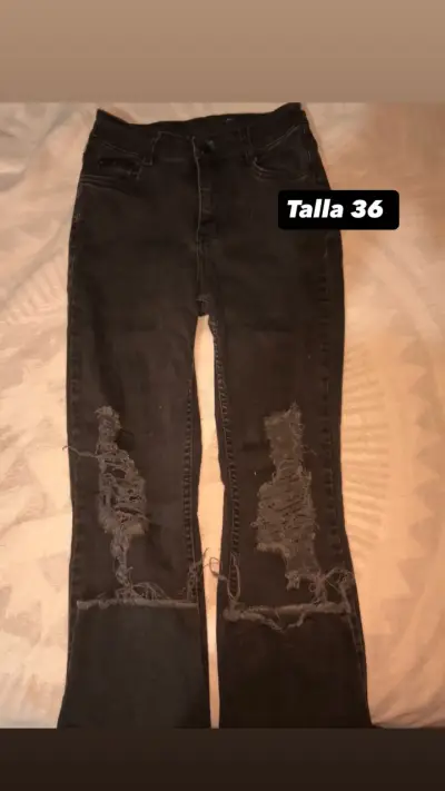 Jeans usados ajustados con cintura ! - miniatura 5