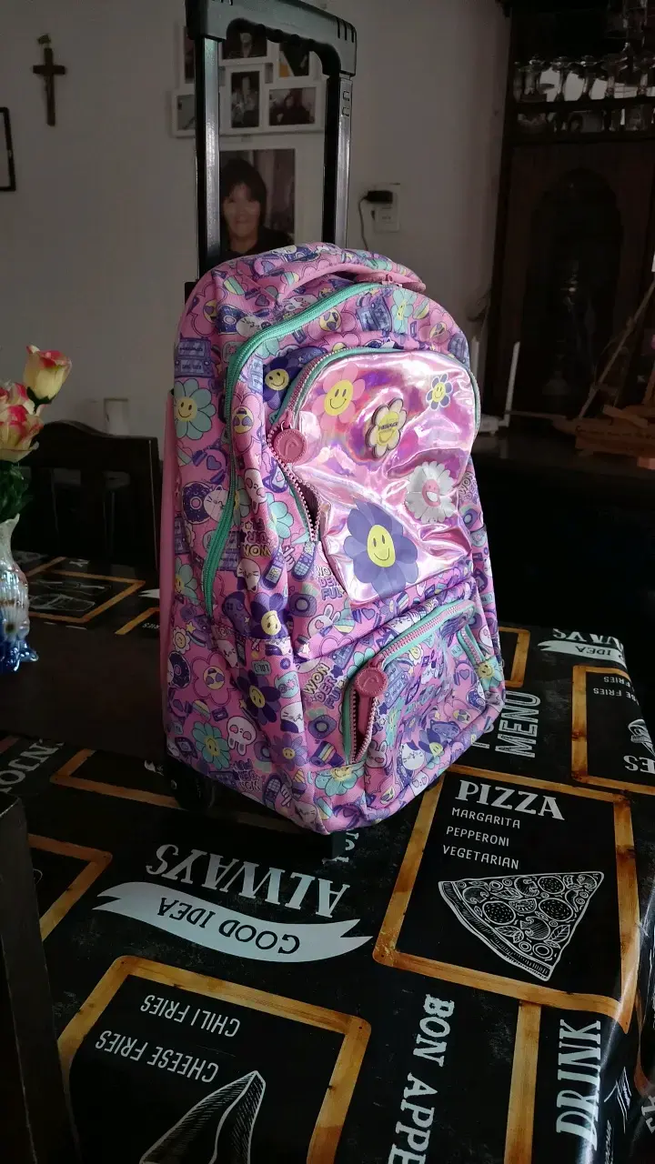 Mochila infantil con ruedas diseño floral - 1