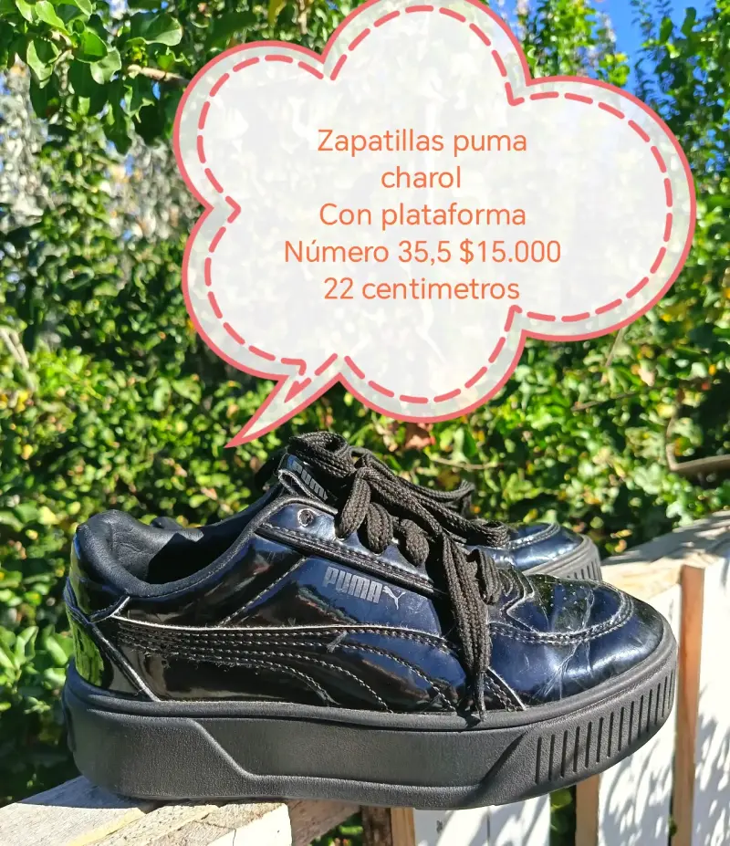 Zapatillas Puma charol con plataforma talla 35.5