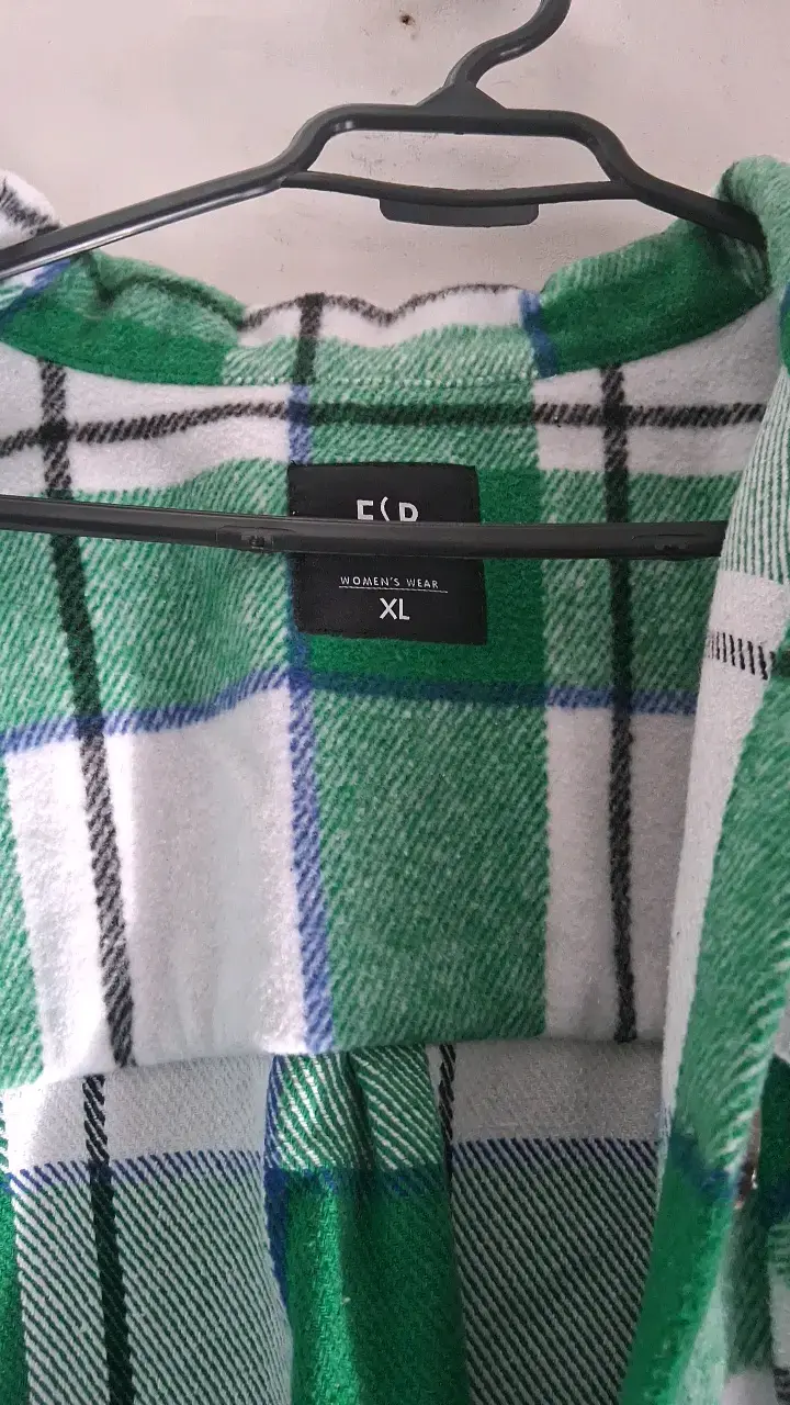 Camisa de franela a cuadros verde y blanca XL - 3