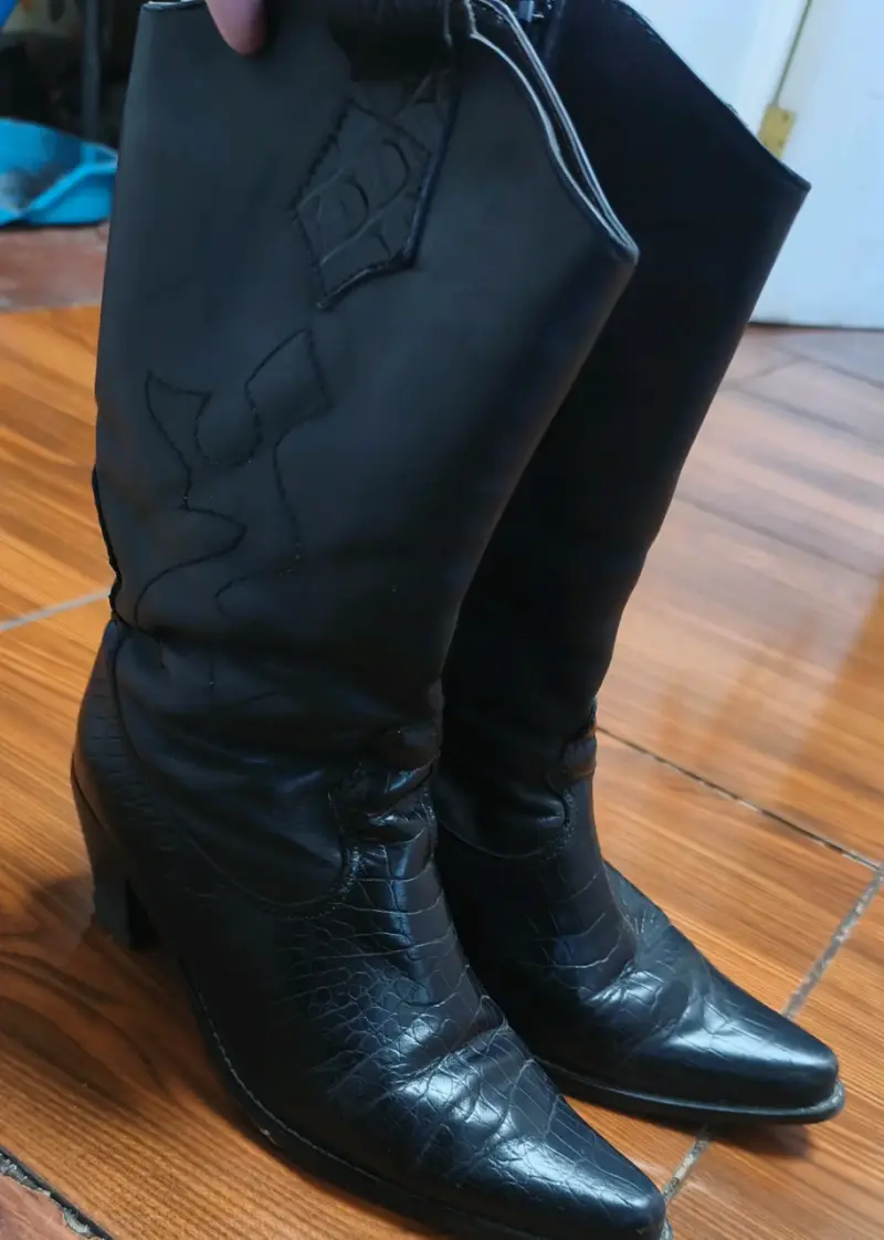 Botas de cuero negras estilo vaquero - 1