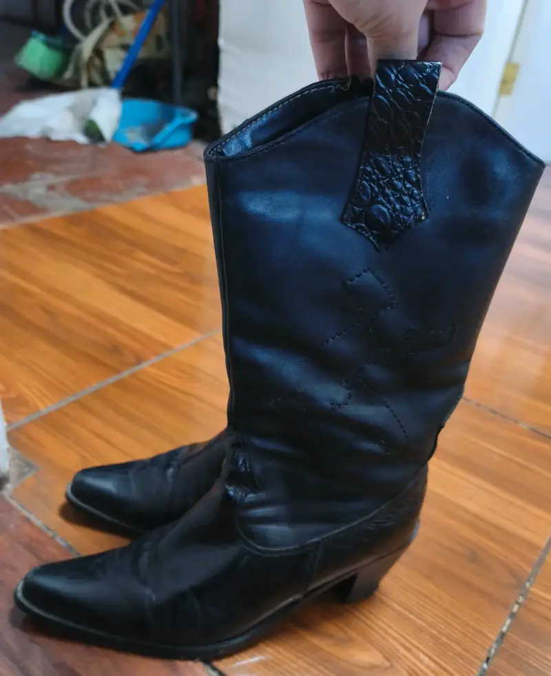 Botas de cuero negras estilo vaquero - 2