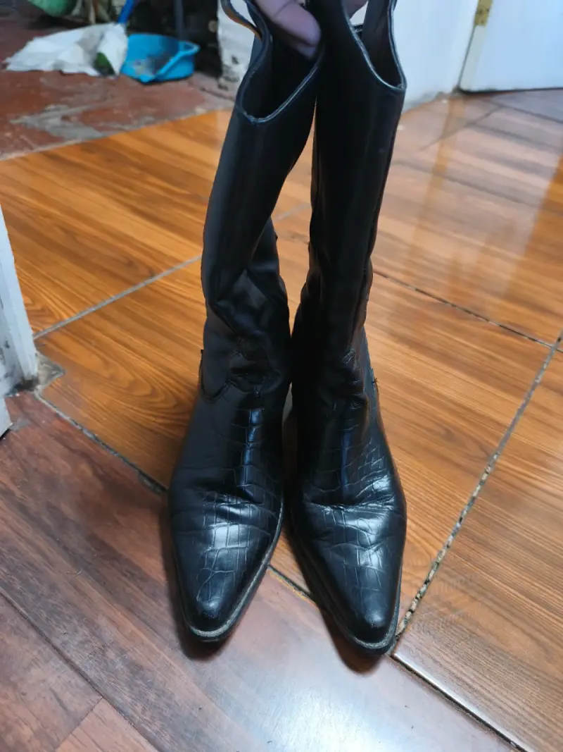 Botas de cuero negras estilo vaquero - 3