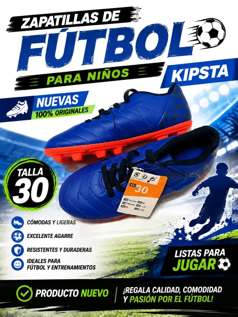 Zapatillas de fútbol para niños Kipsta talla 30 - 1