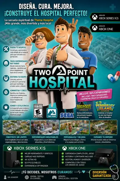 Juego Two Point Hospital para Xbox One con expansiones - miniatura 1