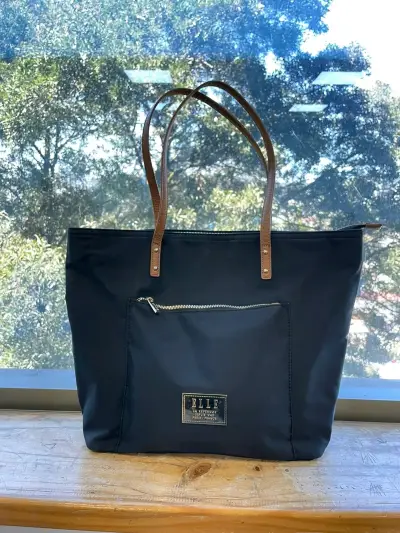 Bolso tote negro Elle con asas de cuero - miniatura 1