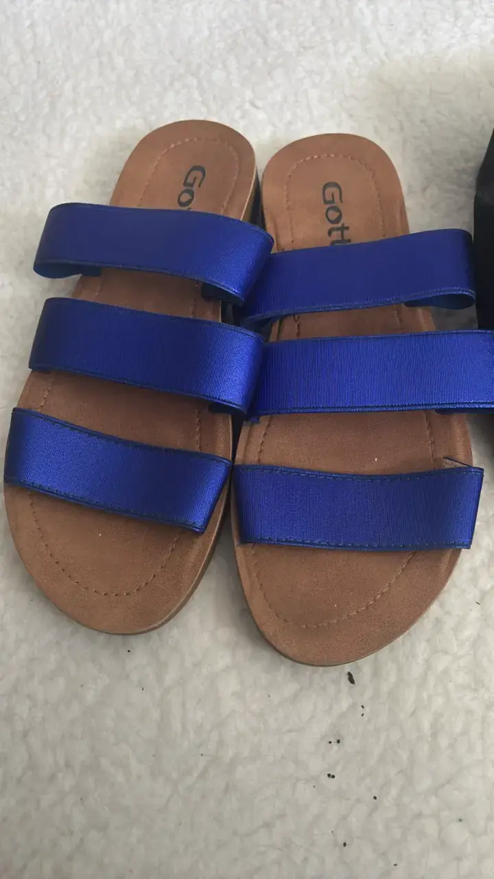 Sandalias planas azules y negras talla 37 - 2