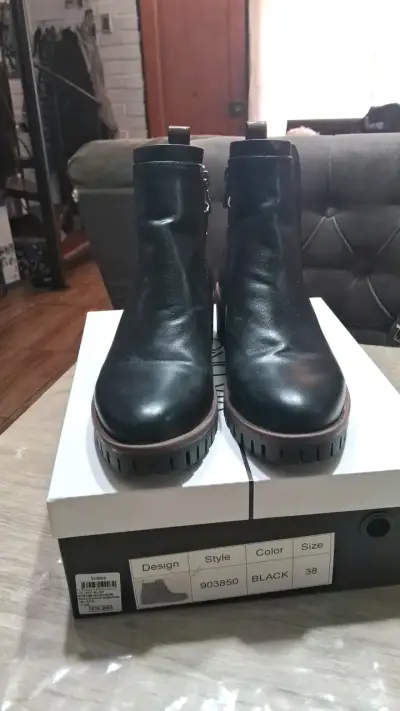 Botines de cuero negro talla 38 - miniatura 3
