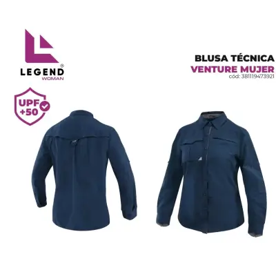 Blusa técnica azul para mujer Legend Venture - miniatura 1
