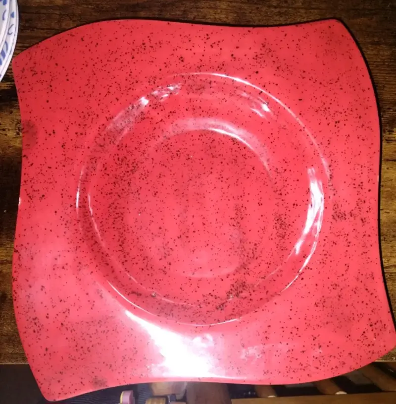 Platos cuadrados de cerámica verde y rojo - 2