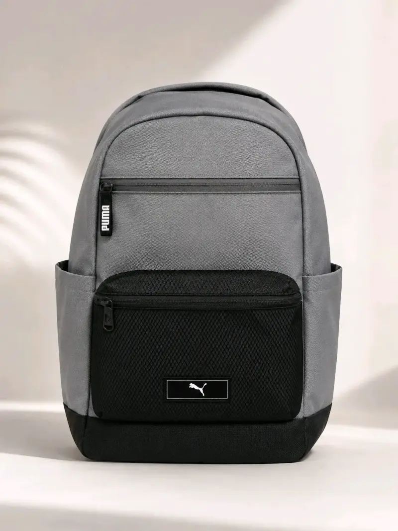 Mochila gris y negra Puma con bolsillo frontal