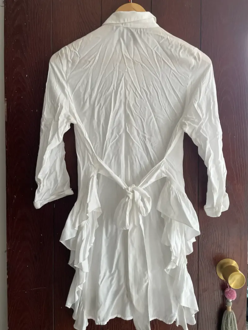 Blusa blanca con volantes Zara Basic - 3