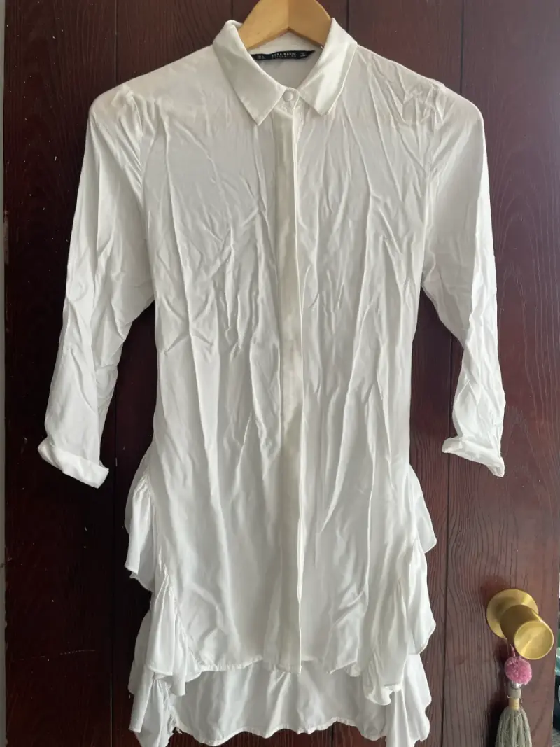 Blusa blanca con volantes Zara Basic - 6