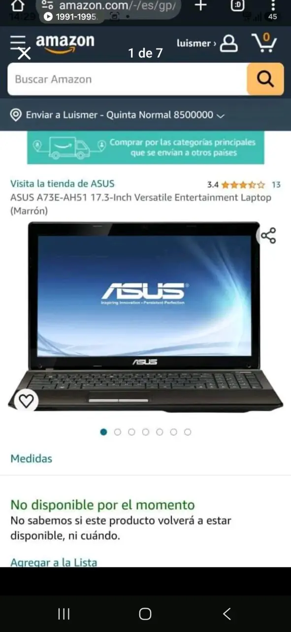 Laptop ASUS A73E-AH51 17.3 pulgadas marrón