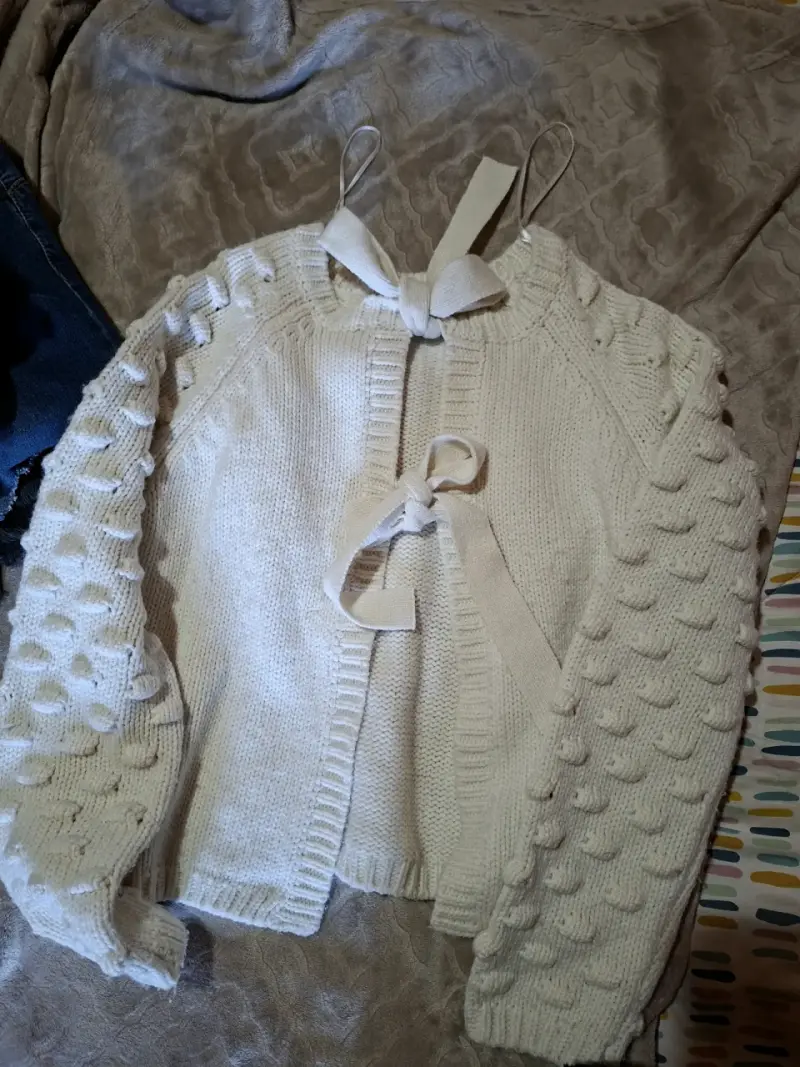 Chaleco de punto beige con lazos Sybilla - 1