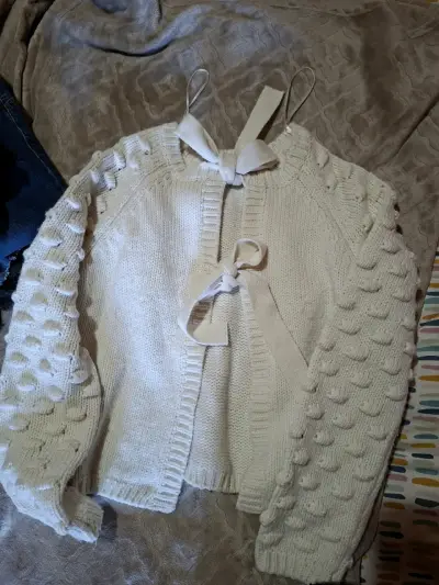 Chaleco de punto beige con lazos Sybilla - miniatura 1