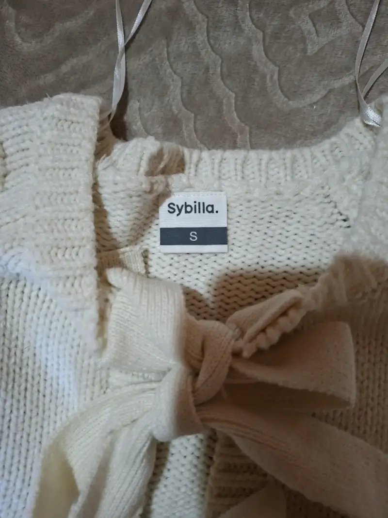 Chaleco de punto beige con lazos Sybilla - 2