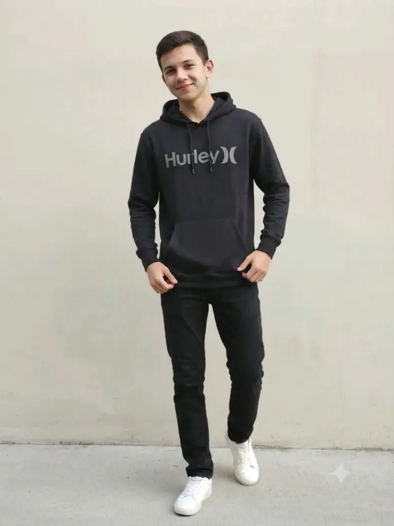 Polerón con capucha negro Hurley para hombre - 4