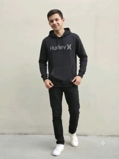 Polerón con capucha negro Hurley para hombre - miniatura 4