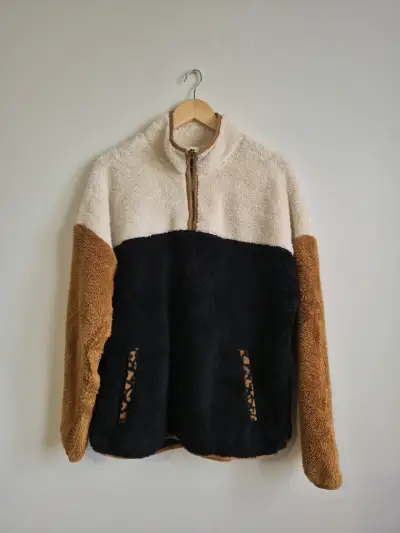 Polerón Sherpa con cierre y diseño tricolor - miniatura 1