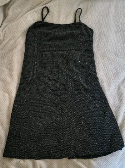 Vestido negro con tirantes brillantes Foster - miniatura 1